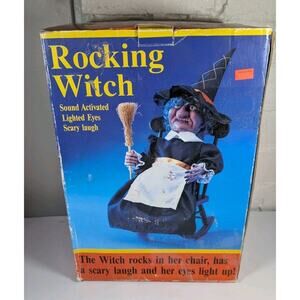 VTG Gemmy Halloween Rocking Witch Animated Cackling Glow Eyes 1991 Decoration